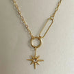 Sahara Luxe 18k Gold Plated Double Layer Sunburst Pendant Necklace