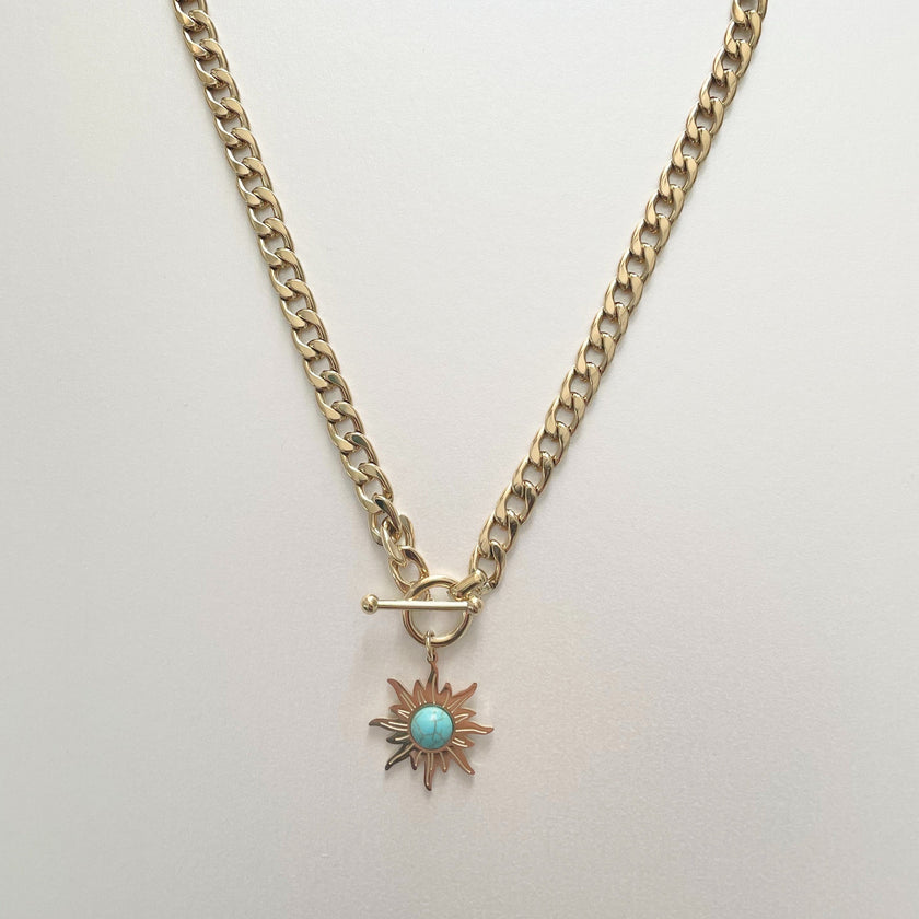 Calista Sunburst T Bar Choker Necklace
