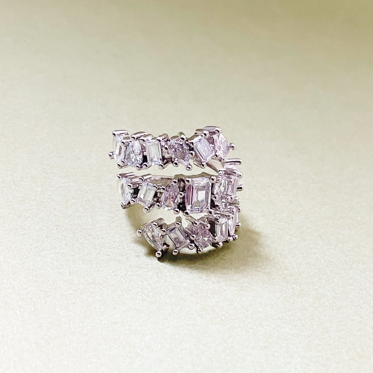 Mali Statement Wraparound Irregular White Jewel Ring
