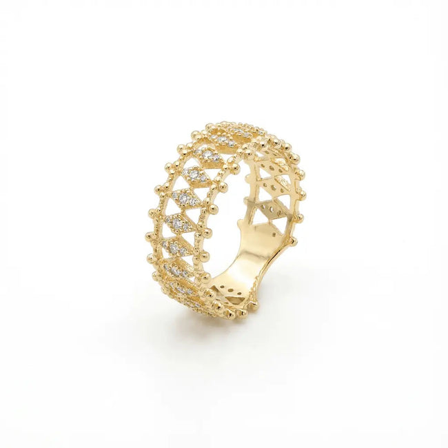 Solid Gold Ring – Lacework Elegance – 14ct Gold