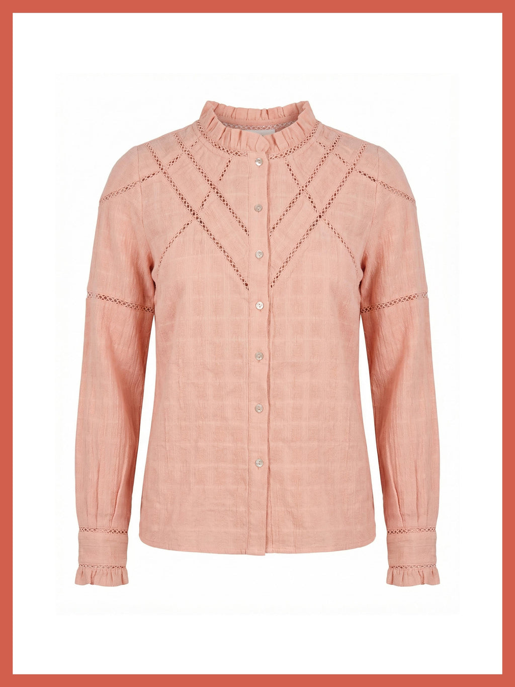 Lavinia Pretty Lace Trim Blouse - Rose