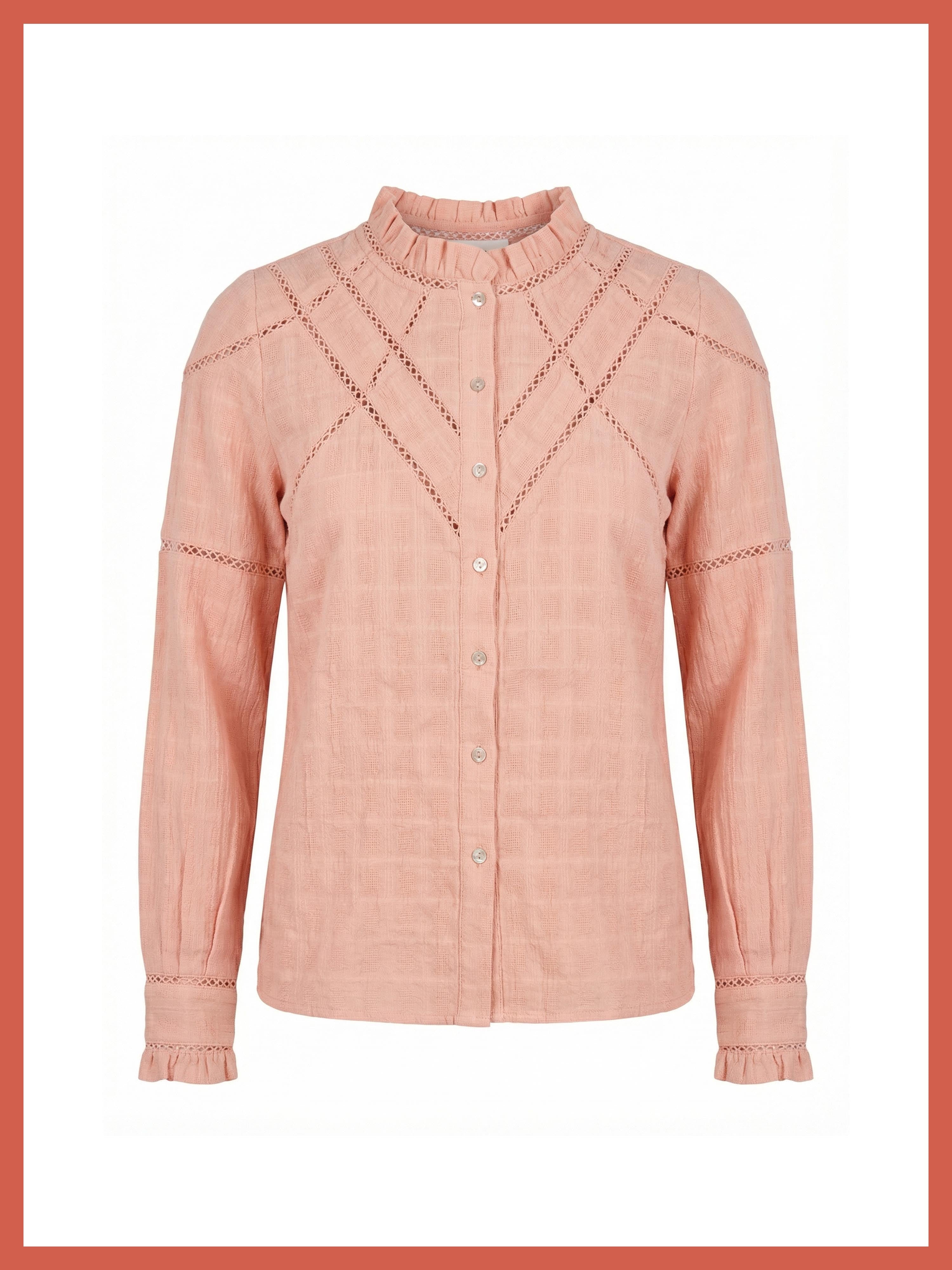 Lavinia Pretty Lace Trim Blouse - Rose