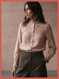 Lavinia Pretty Lace Trim Blouse - Rose