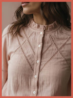 Lavinia Pretty Lace Trim Blouse - Rose
