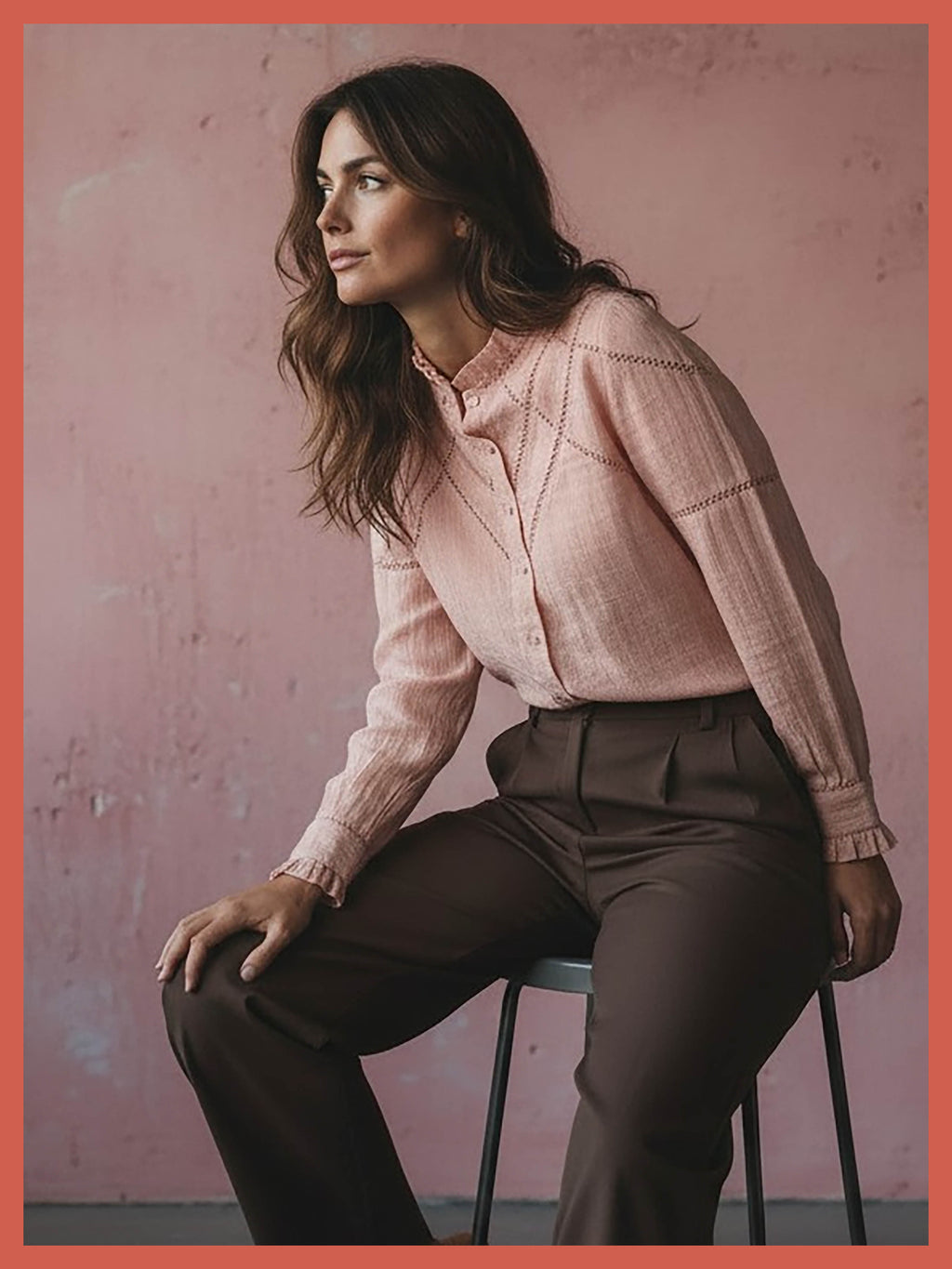 Lavinia Pretty Lace Trim Blouse - Rose