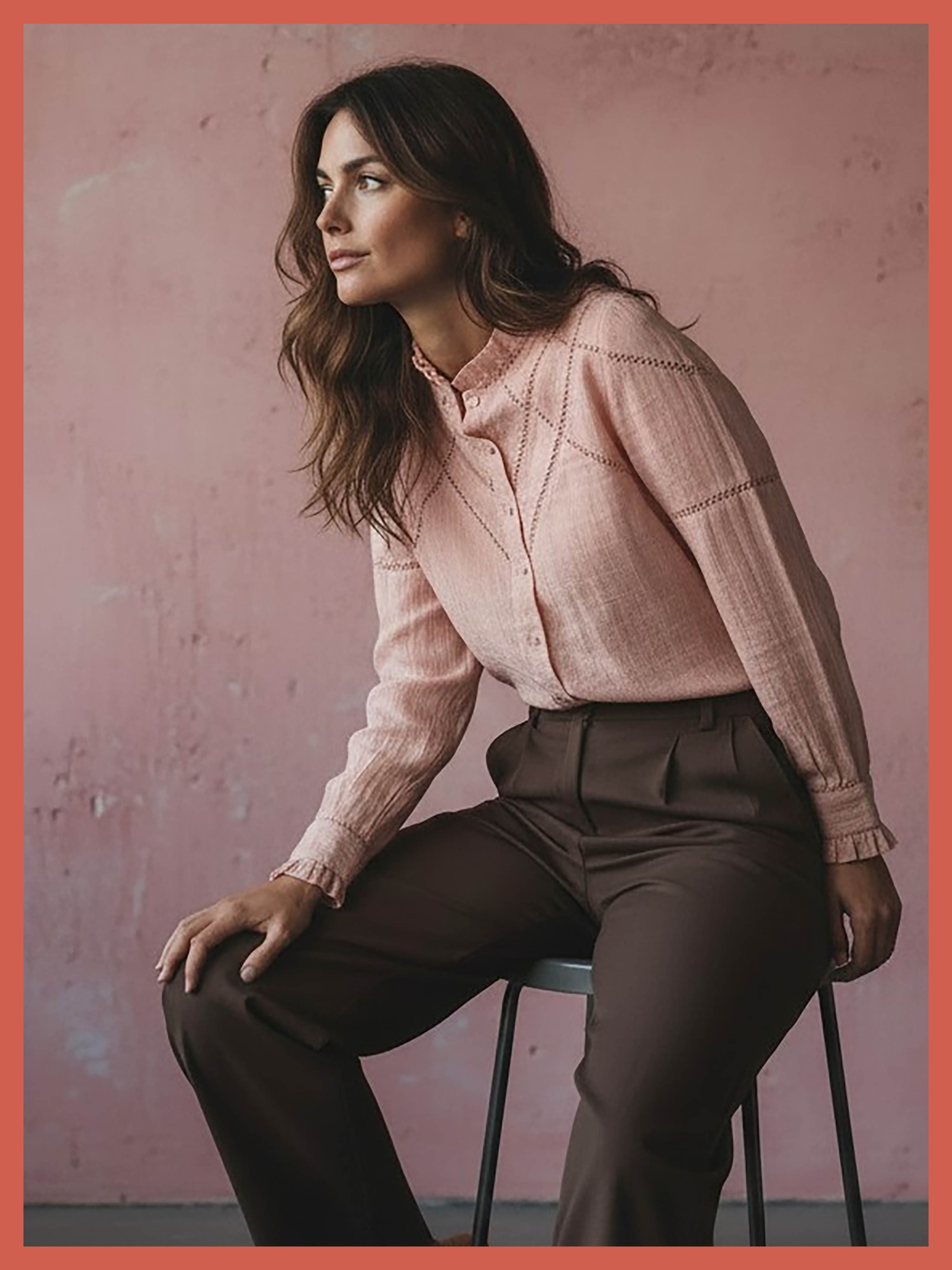 Lavinia Pretty Lace Trim Blouse - Rose