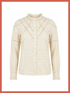 Lavinia Pretty Lace Trim Blouse - Ecru