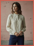 Lavinia Pretty Lace Trim Blouse - Ecru