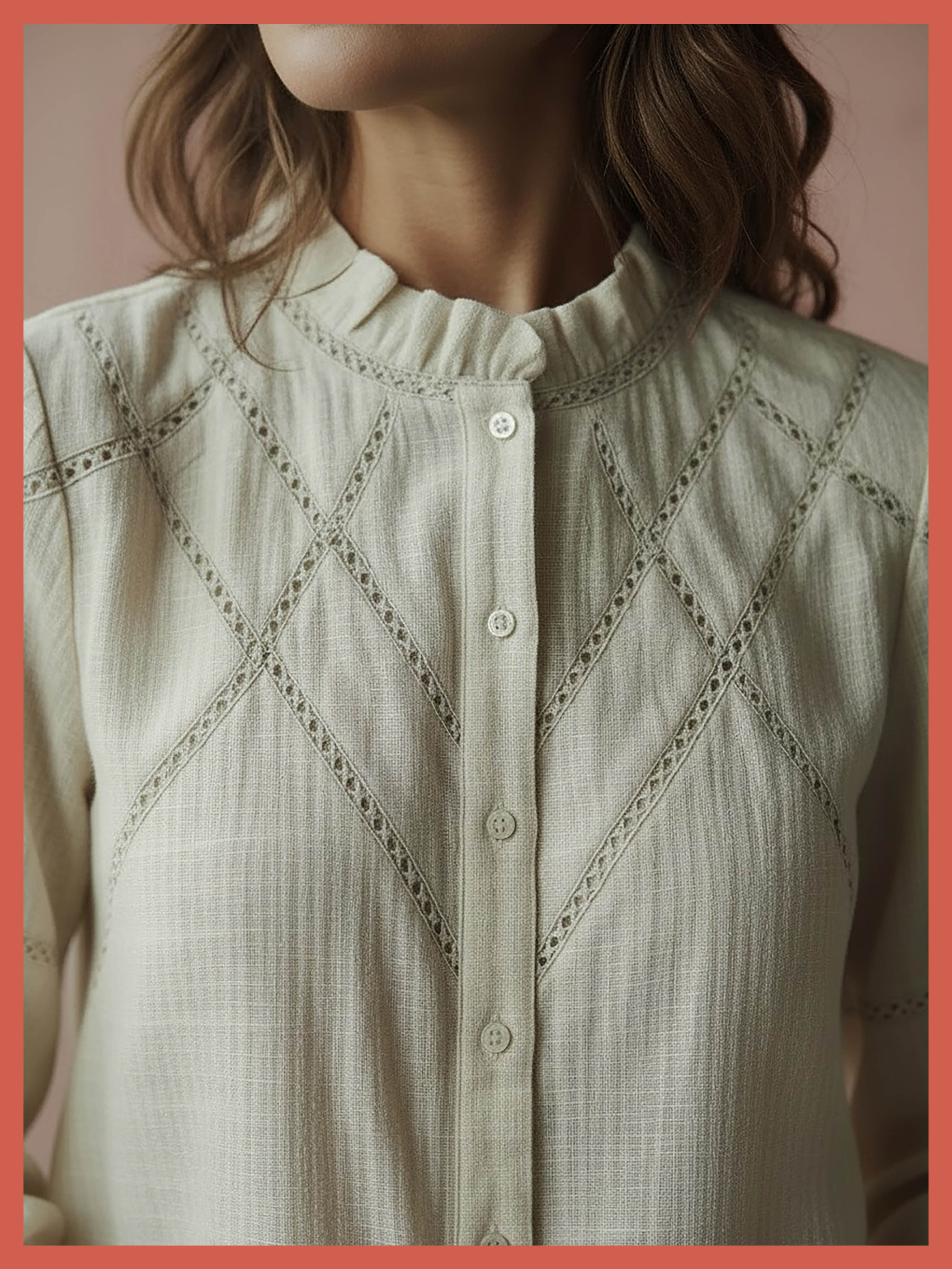 Lavinia Pretty Lace Trim Blouse - Ecru