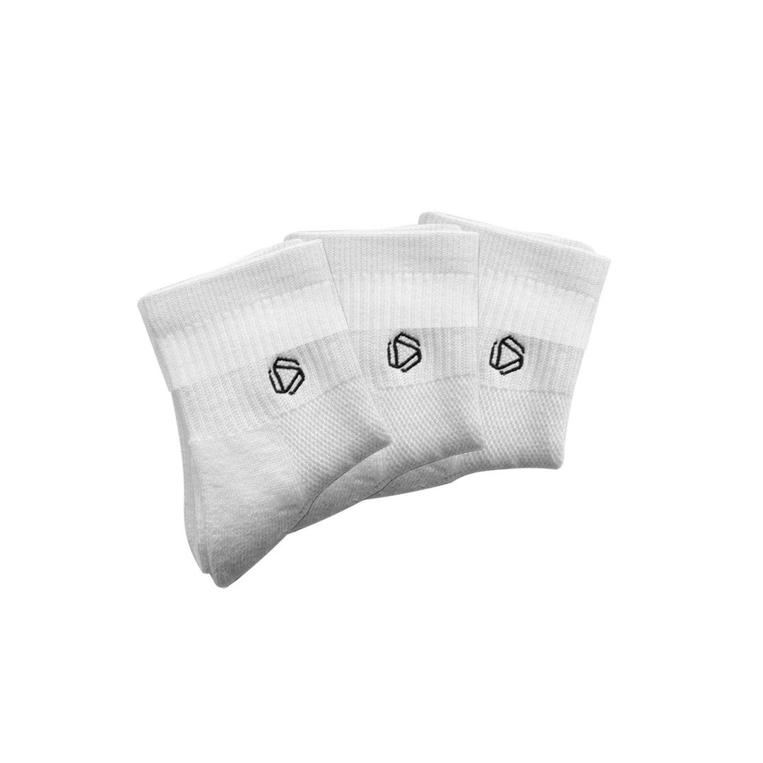 White Low Cut Crew Padel Socks X3