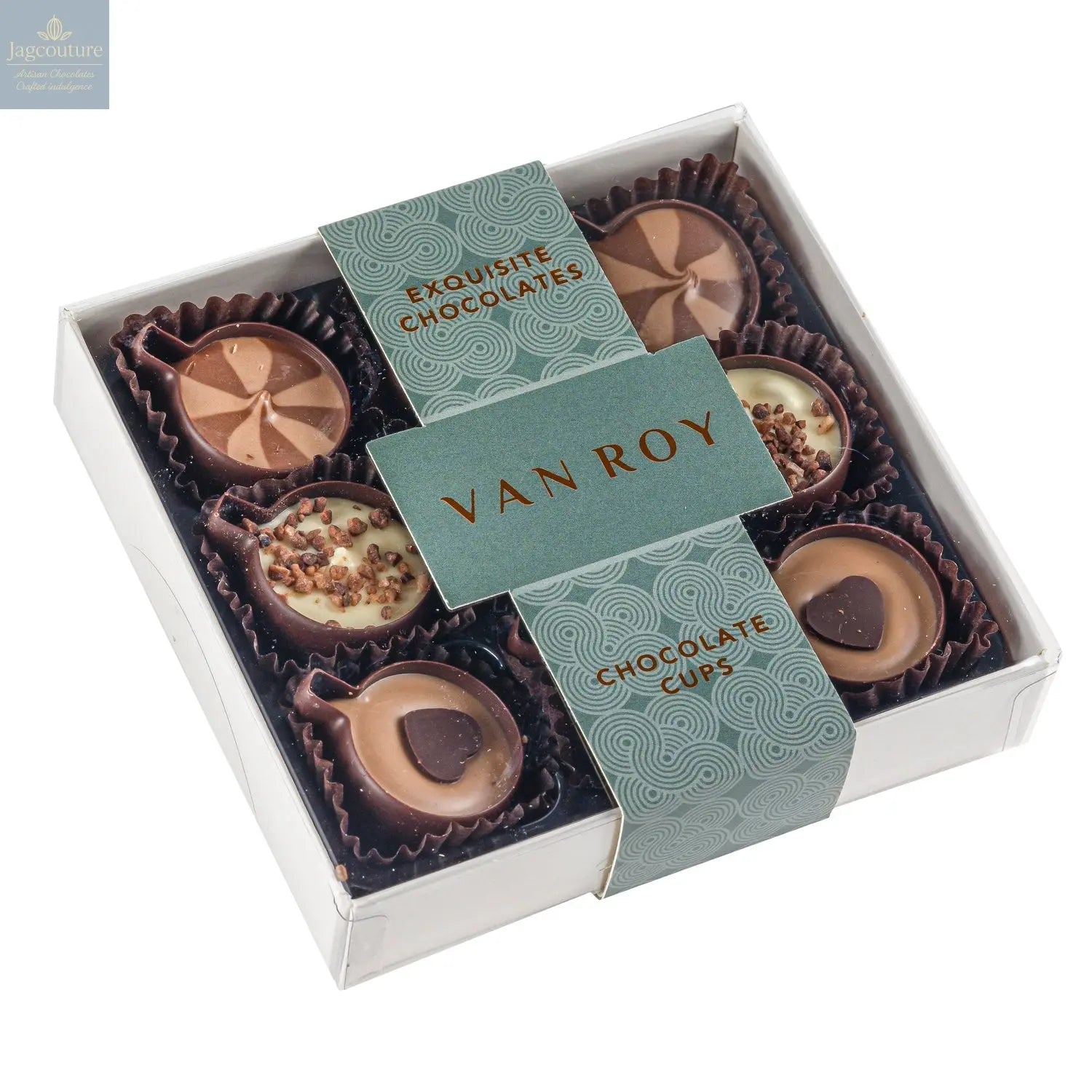 Luxury chocolate cup selection in 9 choc grey base with cello lid