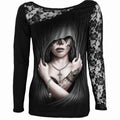 DEAD LOVE - Top de encaje con un hombro al descubierto negro