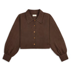 Freya Linen Cropped Blouse  - Chocolate