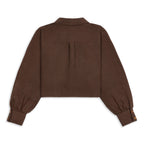 Freya Linen Cropped Blouse  - Chocolate