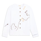 Eat Together Embroidered Claudine Linen Blouse - White  x Sshepaints