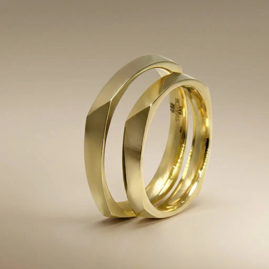 3mm Gold Wedding Band – Faceted Vega 2 – 9ct/14ct/18ct Gold