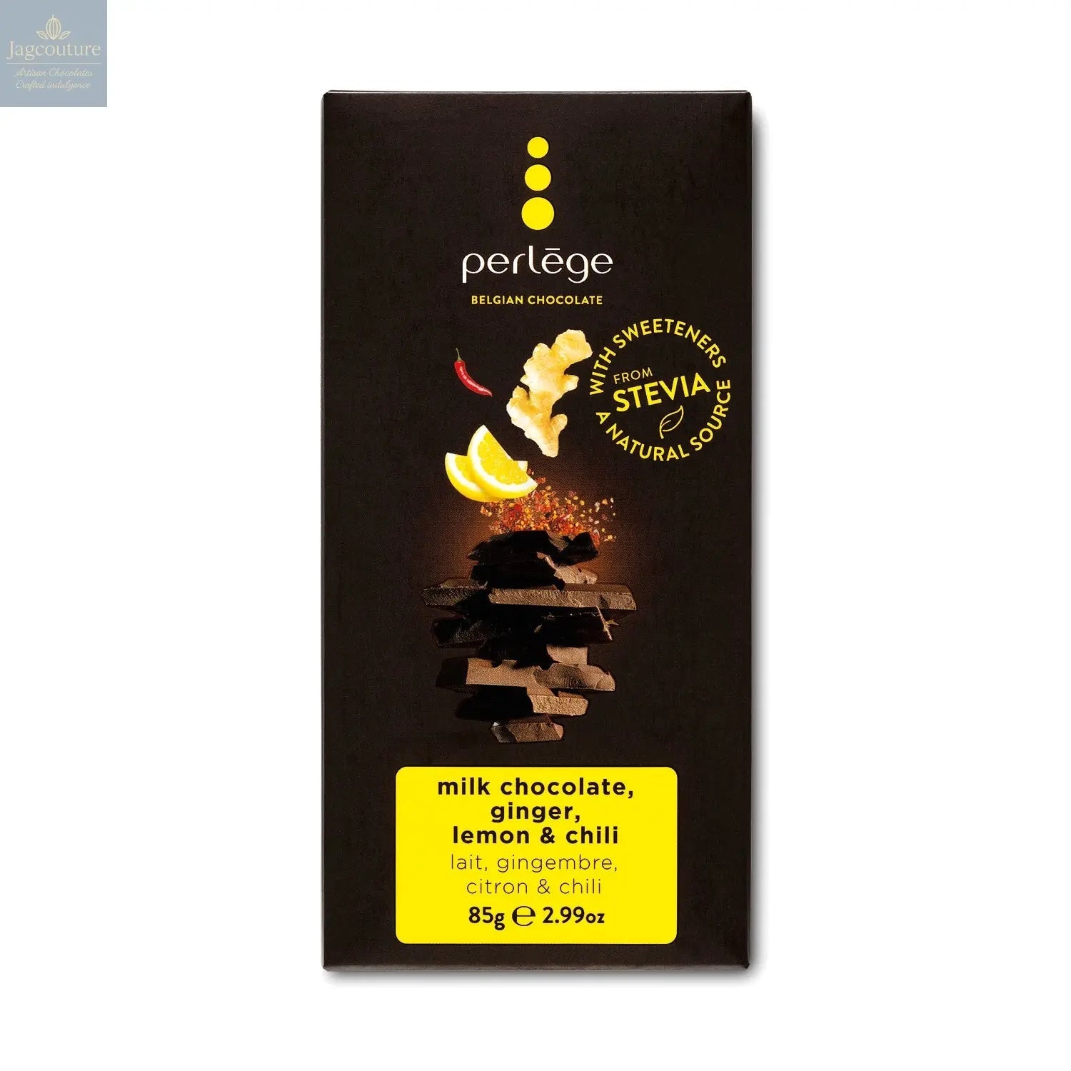 Milk chocolate tablet with ginger, lemon & chilli