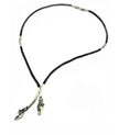 Silver Steed Two Horse Heads with Leather Cord Necklace