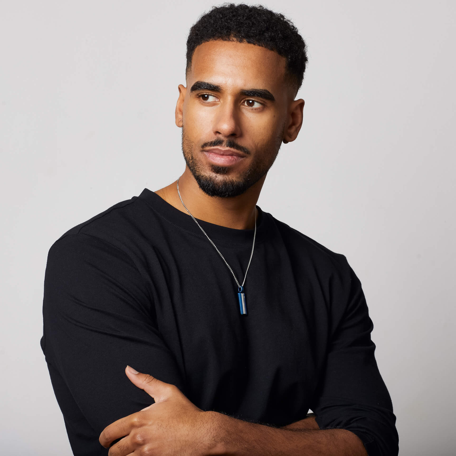 Fred Bennett Stainless Steel Blue Dog Tag Necklace