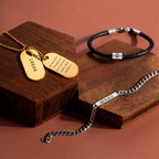 Fred Bennett Father and Son Matching Braided Leather Bracelet