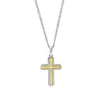 Fred Bennett Two Tone Stainless Steel Cross Necklace