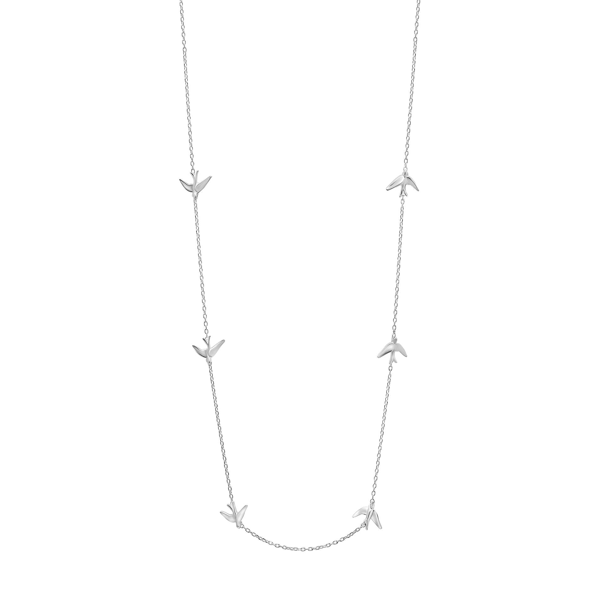Laura Ashley Silver Blue Birds Station Necklace