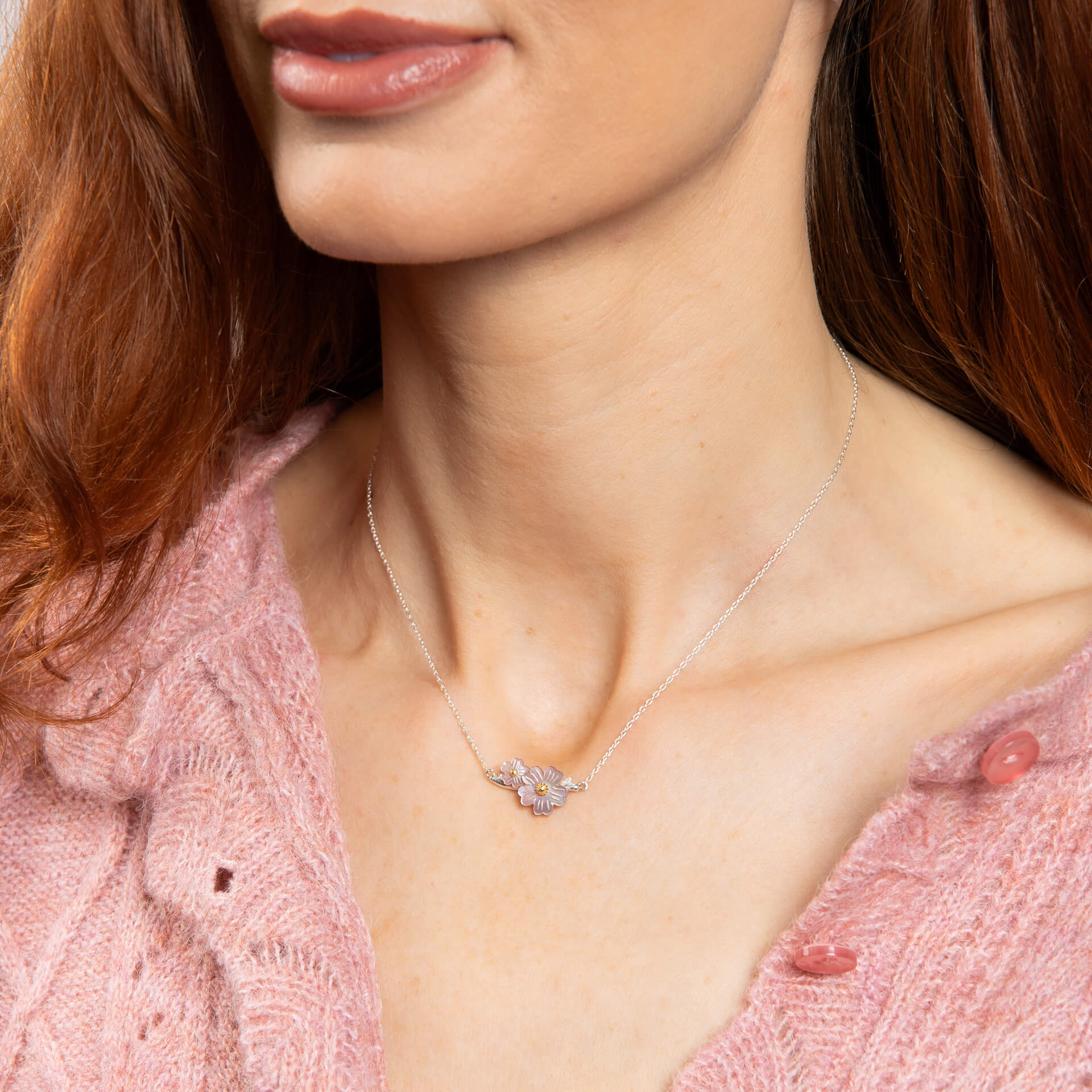Laura Ashley Silver Cherry Blossom Ditsy Necklace