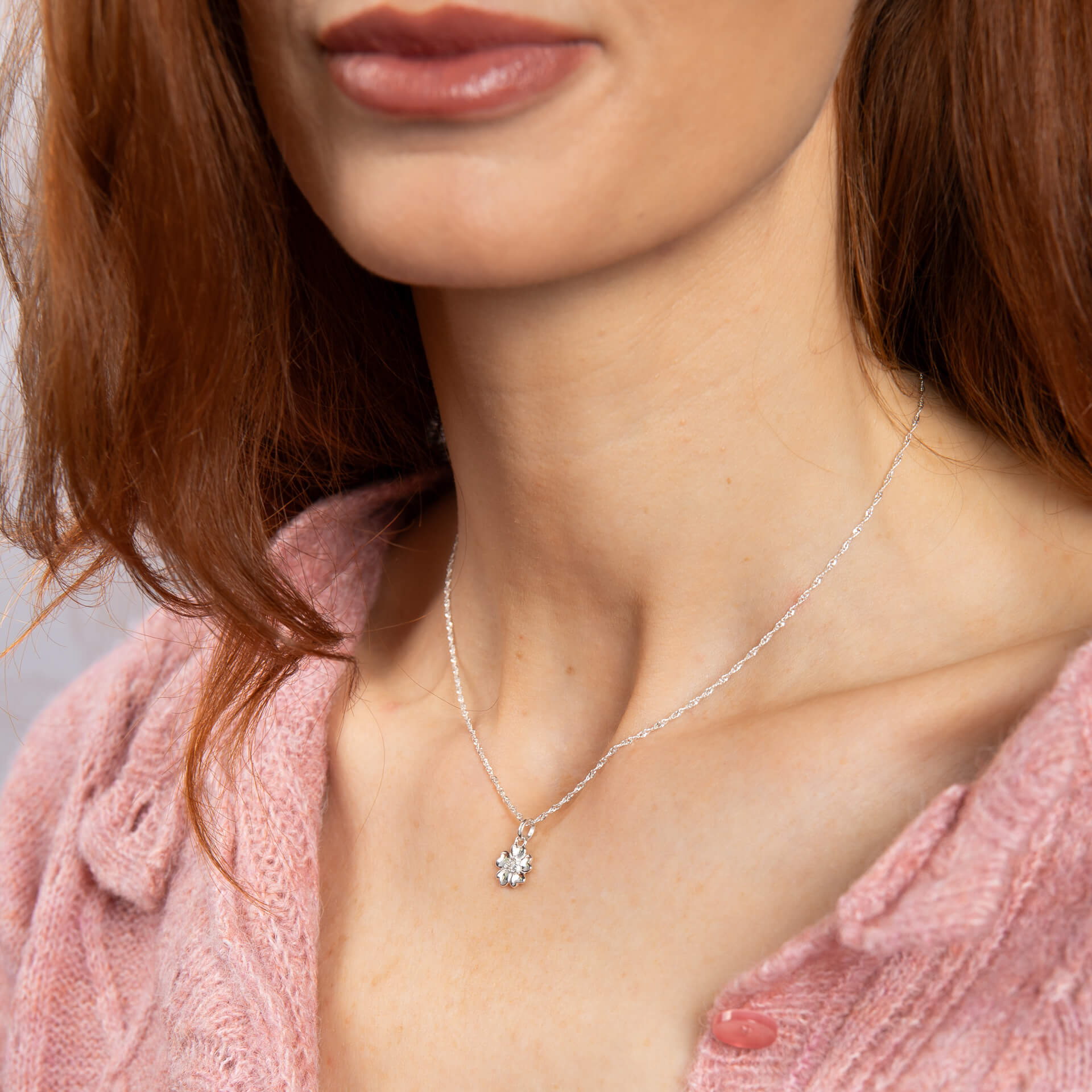 Laura Ashley Silver Riverly Ditsy Pave Flower Necklace