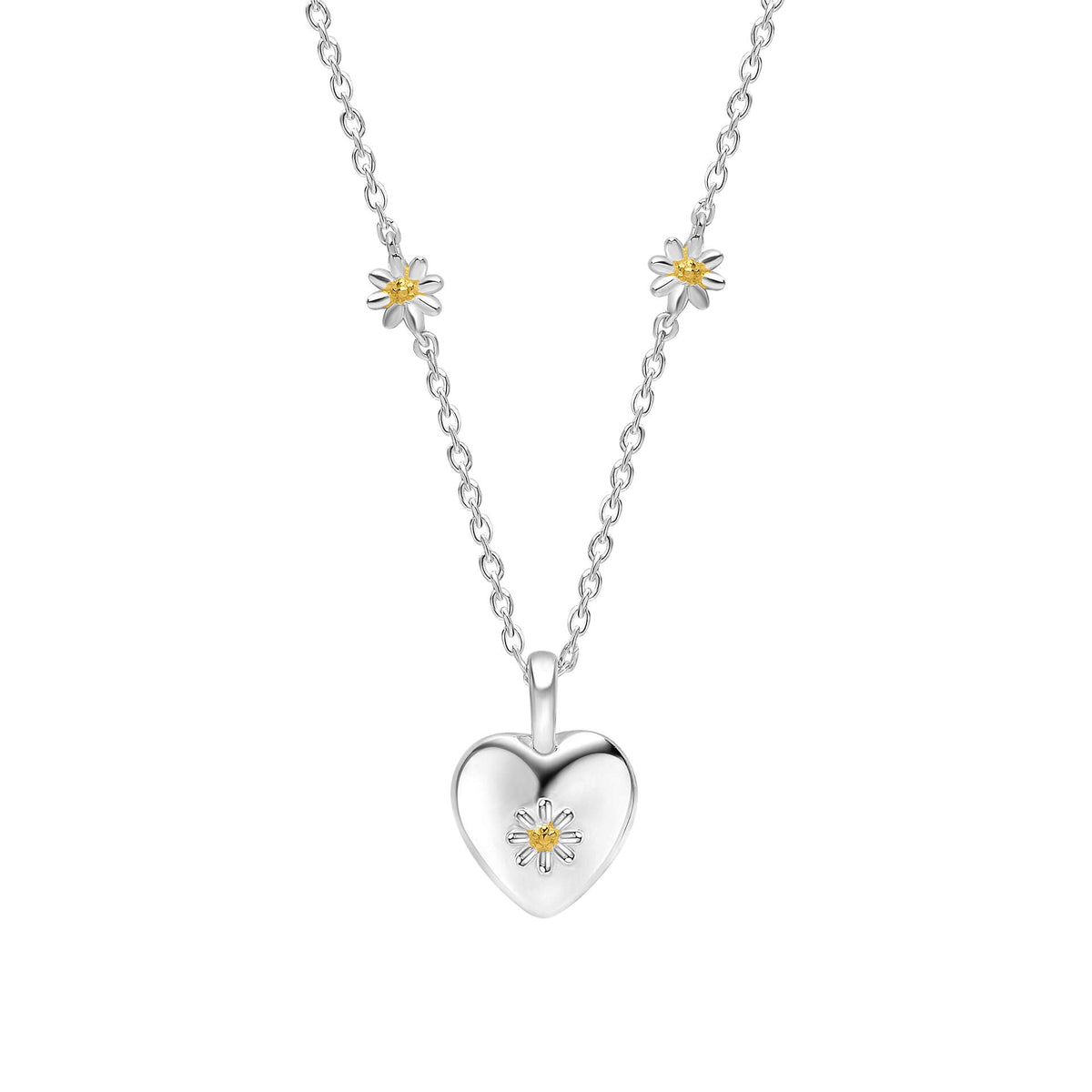 Laura Ashley Silver Kids Everingham Meadow Daisy Heart Necklace