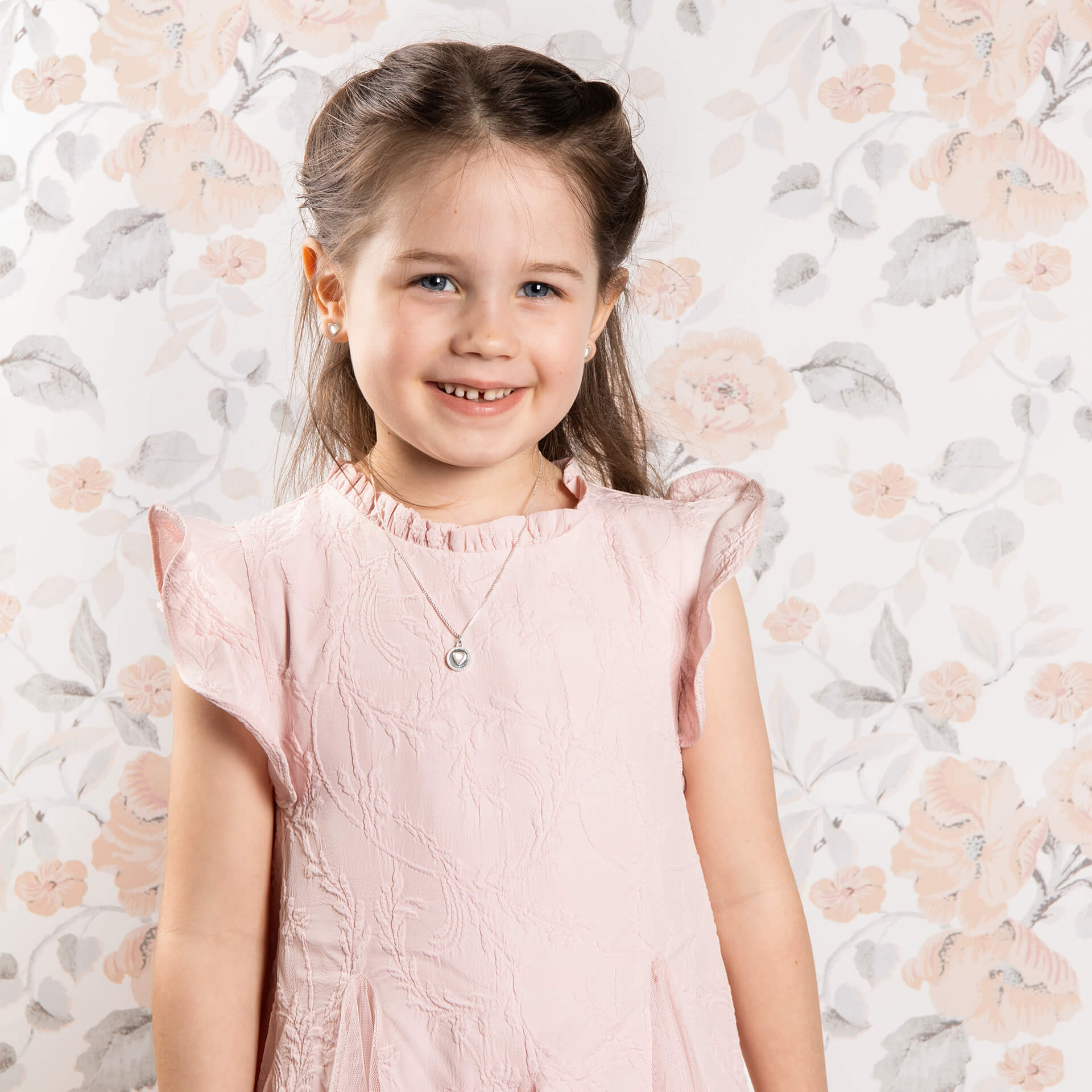 Laura Ashley Silver Kids Rosmere Love Heart Stud Earrings