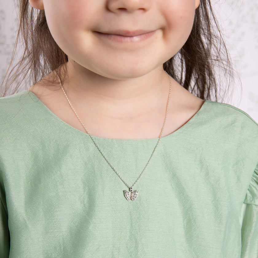 Laura Ashley Silver Kids Butterfly Garden Mini Necklace