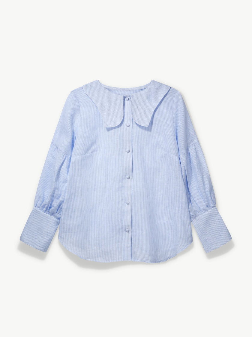 Tulip collar blouse in linen – Habiba | No More Nobody