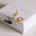 Neve Opal Star Huggie Hoop Earrings | 14K Gold Plated