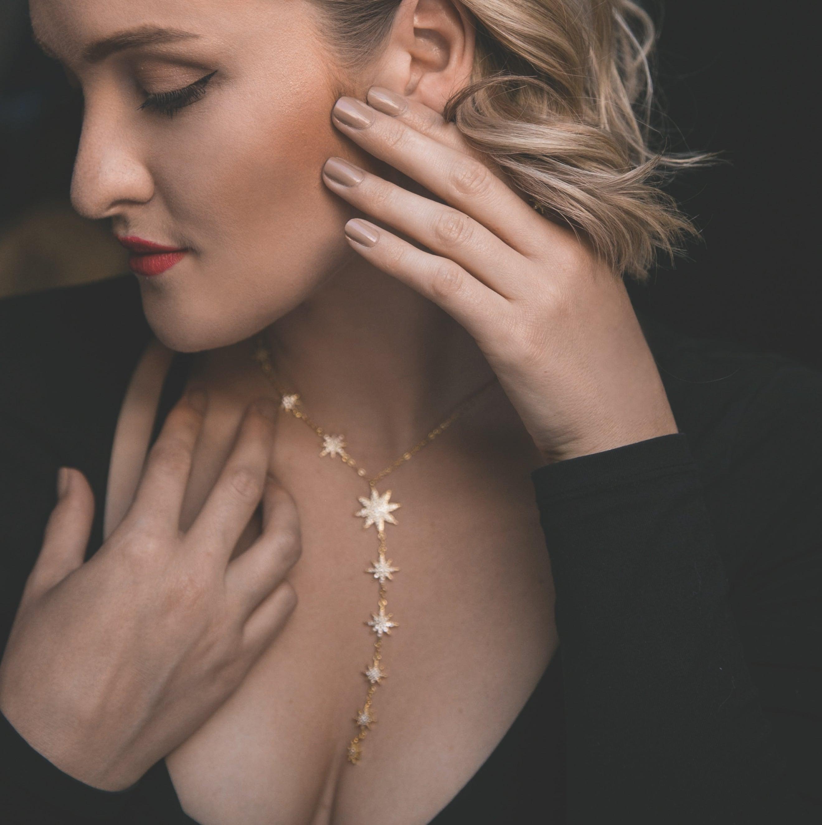 Collier Pendentif Gouttelette Juliet Star Burst | Plaqué Or 18 carats