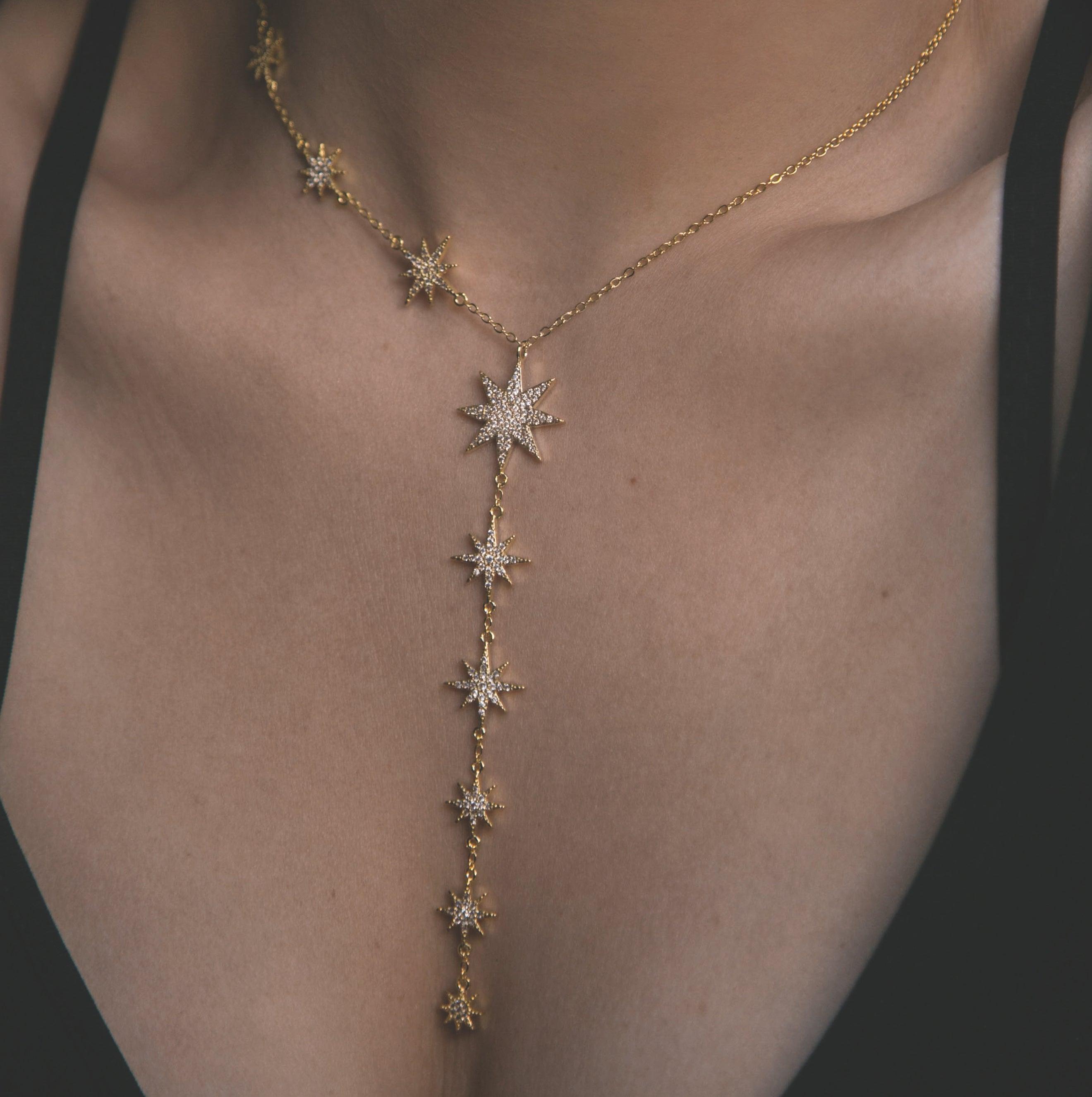 Collier Pendentif Gouttelette Juliet Star Burst | Plaqué Or 18 carats