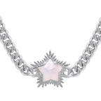 Collier ras-du-cou étoile pointue Odette Pierre de Lune | Argent sterling 925