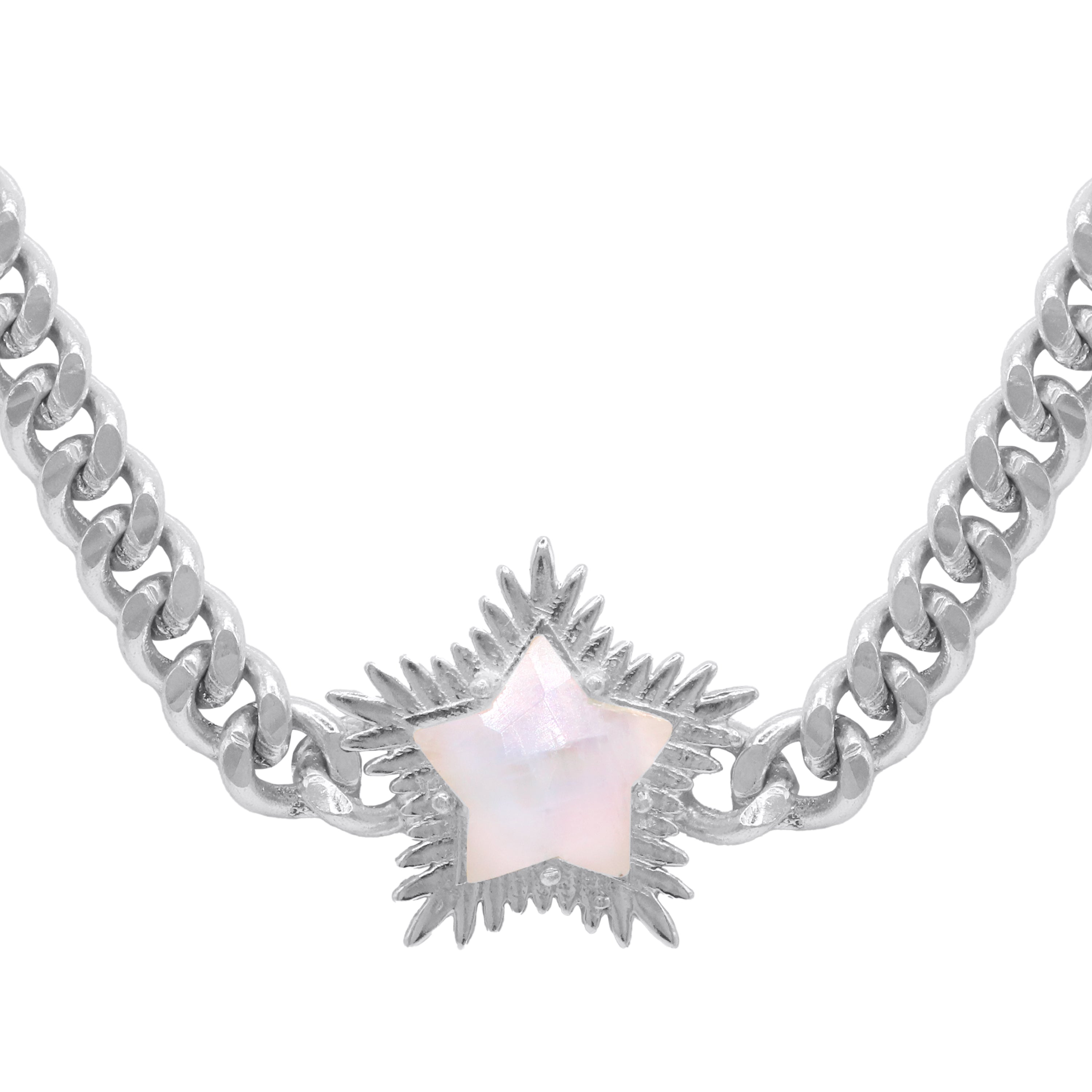 Collier ras-du-cou étoile pointue Odette Pierre de Lune | Argent sterling 925