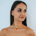 Collier ras du cou étoile à pointes Odette Moonstone | Plaqué or 18 carats