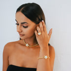 Collier ras du cou étoile à pointes Odette Moonstone | Plaqué or 18 carats