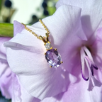 Collier pendentif améthyste lavande en vermeil d'or 18 carats