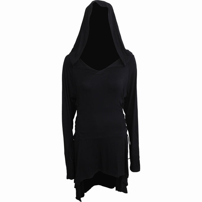 ÉLÉGANCE GOTHIQUE - Robe à Capuche Gothique Veuve Noire