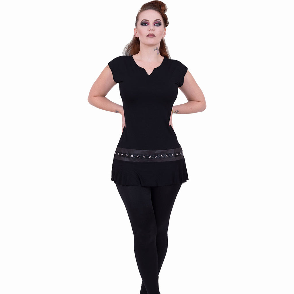 ROCK GÓTICO - Minivestido con tachuelas en la cintura Negro