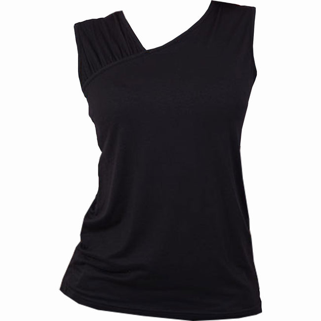 ROCK GOTHIQUE - Gilet Noir Asymétrique à Épaule Fronsée