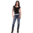 URBAN FASHION - 2in1 White Ripped Top Black