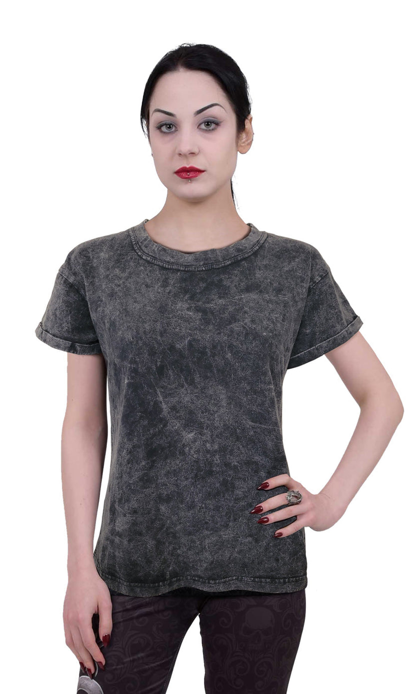 URBAN FASHION - Acid Wash Turnup Sleeve