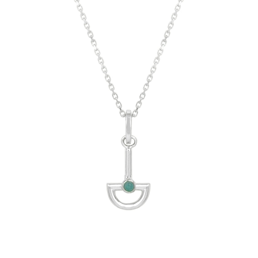 Blue Chalcedony Boat Sterling Silver Necklace