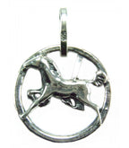 Silver Steed Horse in a Circle Pendant