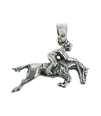 Silver Steed Jumping Jockey Silver Pendant