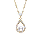 Diamonfire Open Halo Teardrop Pendant with Shell Pearl
