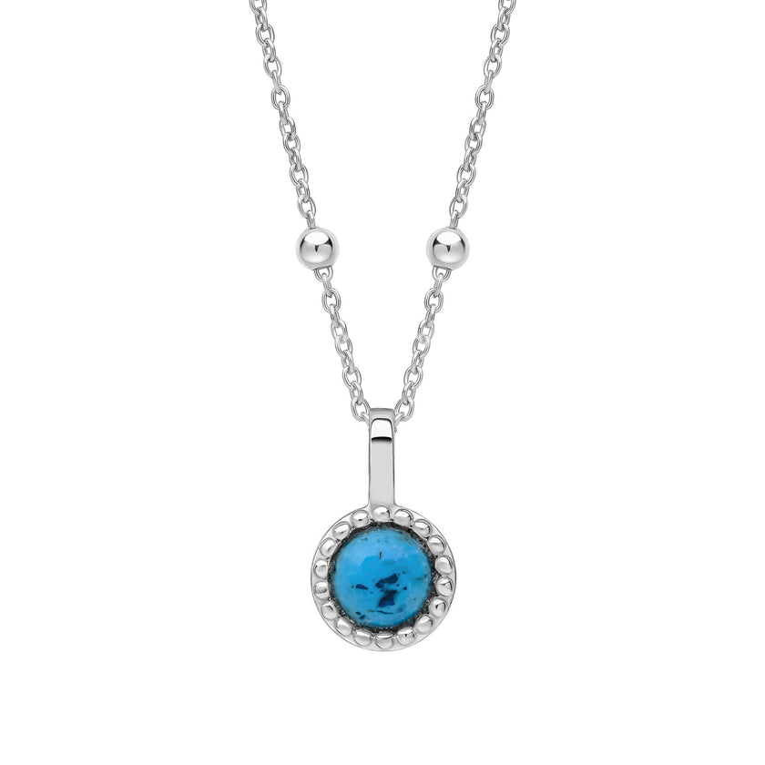 Beginnings Milgrain Semi-Precious Cabochon Birthstone Pendant